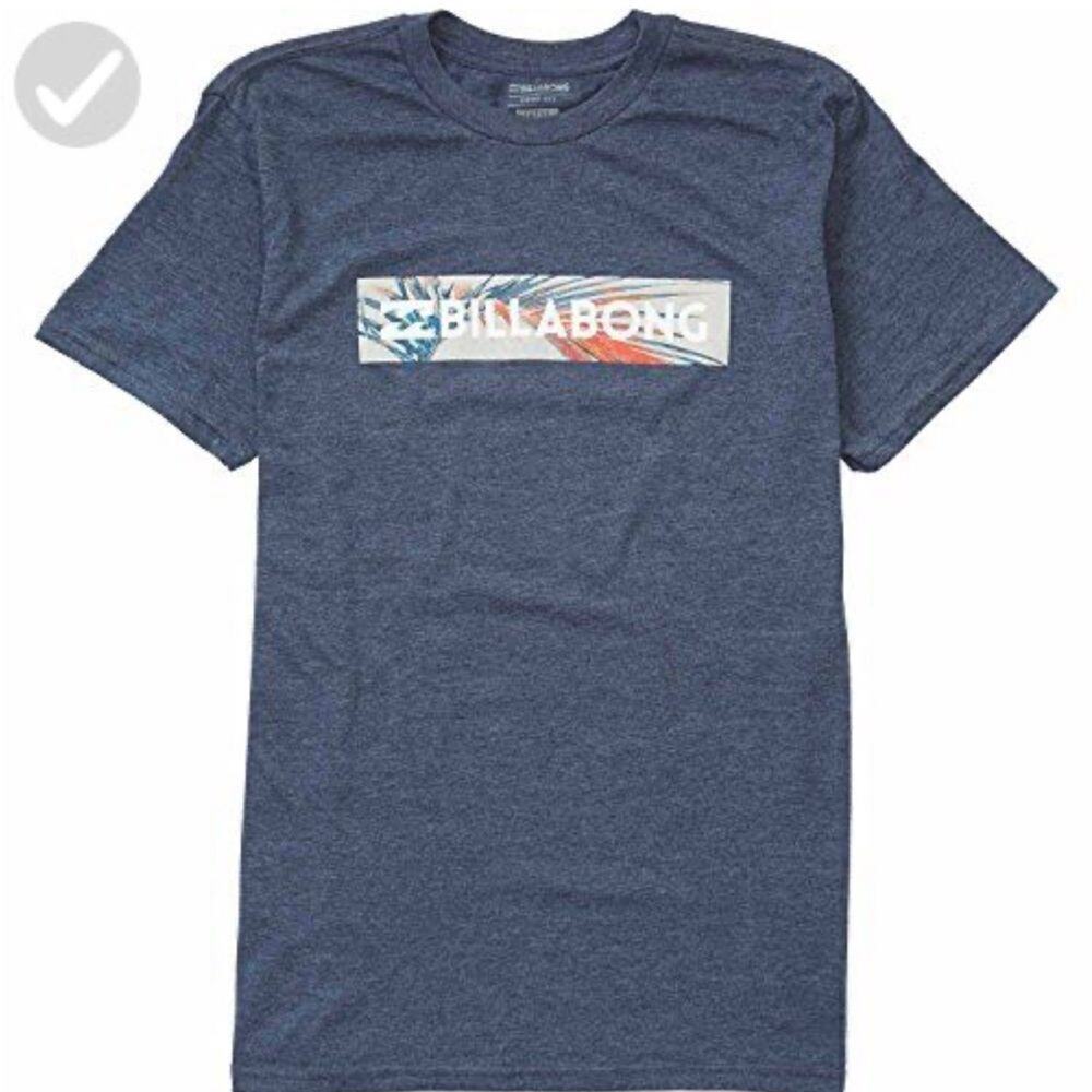 Billabong Men's Branded T-Shirts. Size M Indigo Heather Unity Block Core Fit